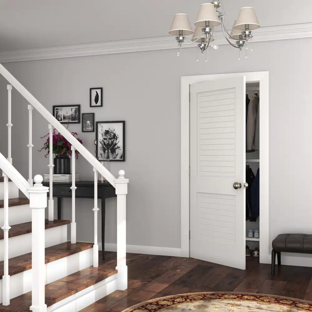 eightdoors 30 in. x 80 in. x 1-3/8 in. White Finished Flat Louver Solid Core Wood Interior Slab Door