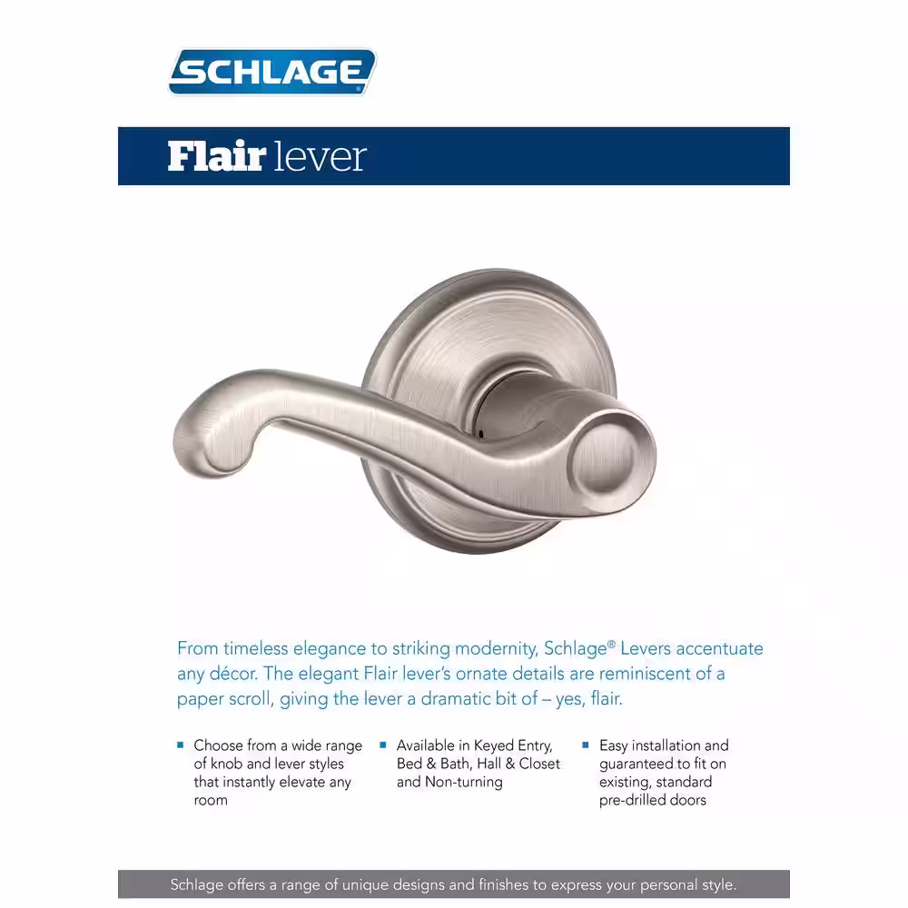 Schlage Flair Aged Bronze Keyed Entry Door Handle with Brookshire Trim