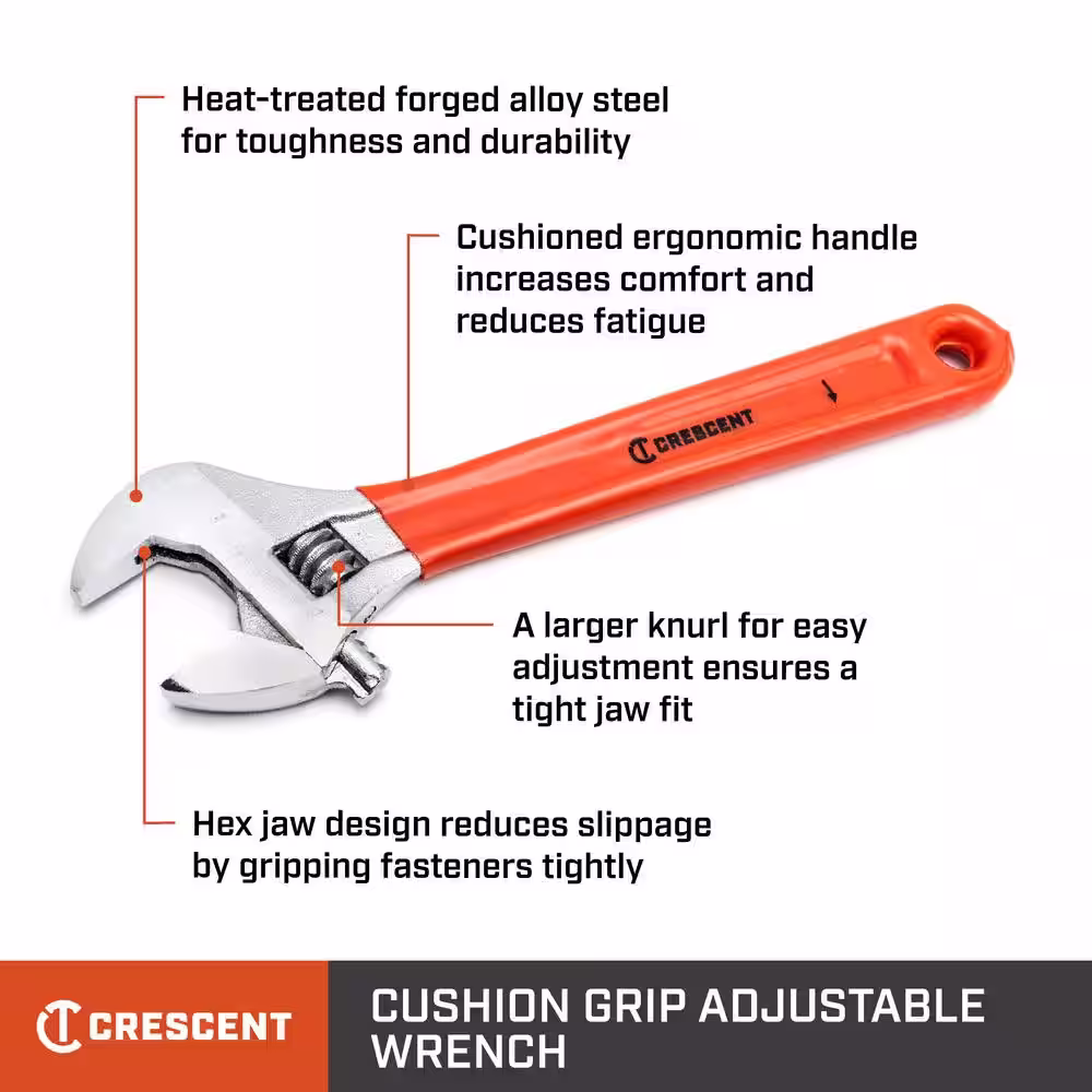 Crescent 6 in. Chrome Cushion Grip Adjustable Wrench