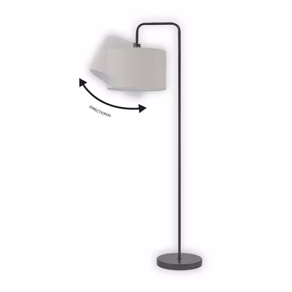 Globe Electric Barden 58 in. Dark Bronze Floor Lamp with Beige Fabric Shade