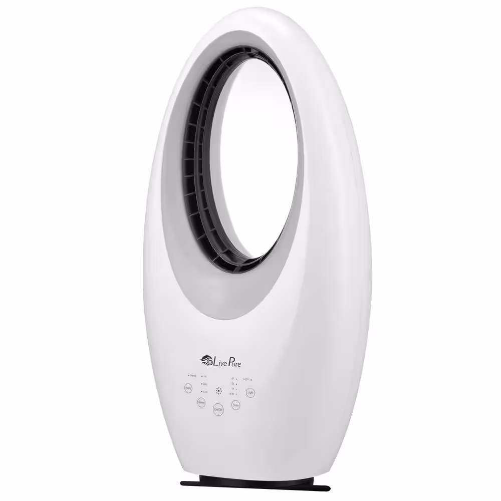 LivePure 22 in. Oscillating Bladeless Vortex Tower Fan with Remote and Accent Light