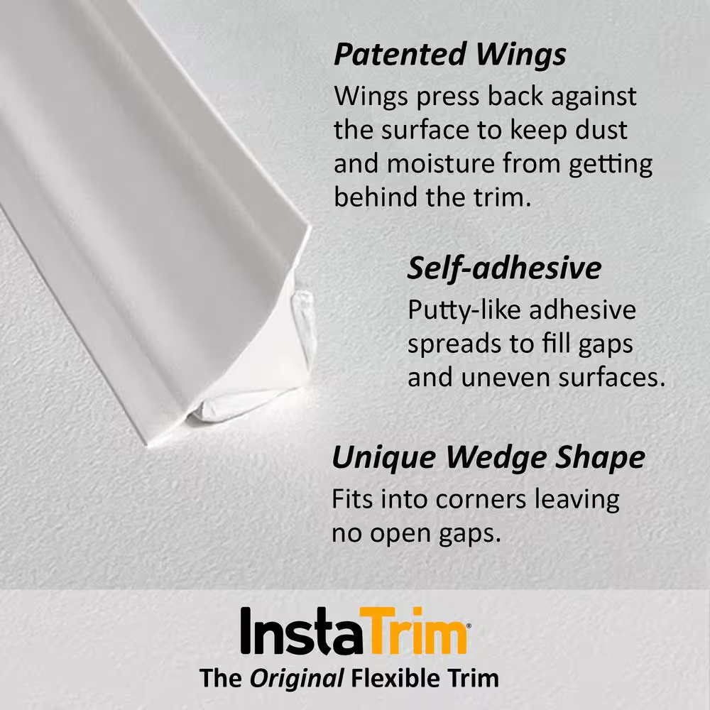InstaTrim 3/4 in. x 10 ft. Black PVC Self-adhesive Flexible Caulk Molding, Applicator Tool and Corner and End Caps