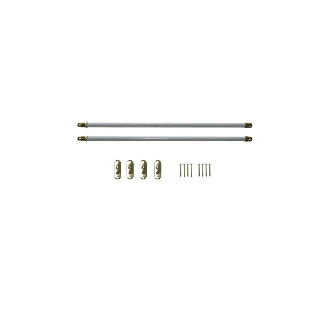 None 12 in. - 22 in. White Sash Rod Pair 5/16 in. Dia
