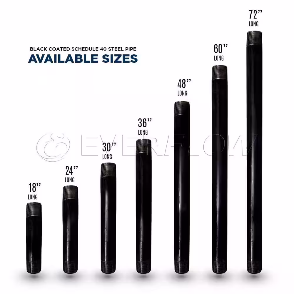 The Plumber's Choice 1-1/2 in. x 18 in. Black Steel Pipe (5-Pack)