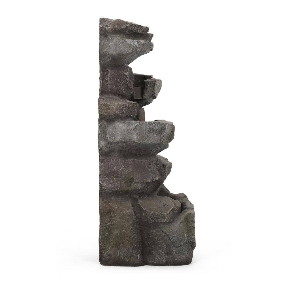 Noble House Mableton Outdoor 34 in. 5-Tier Rock Waterfall Fountain