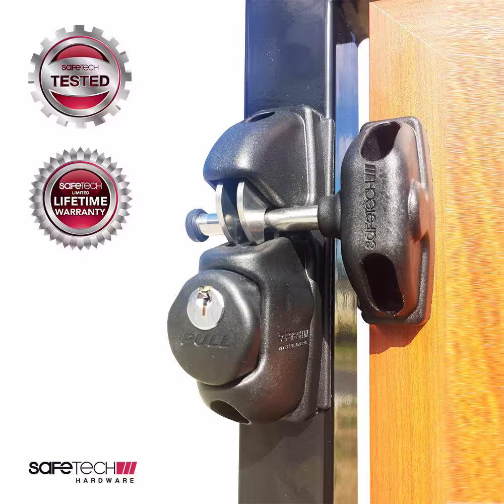 Safetech Hardware Black Key-Lockable Gate Latch