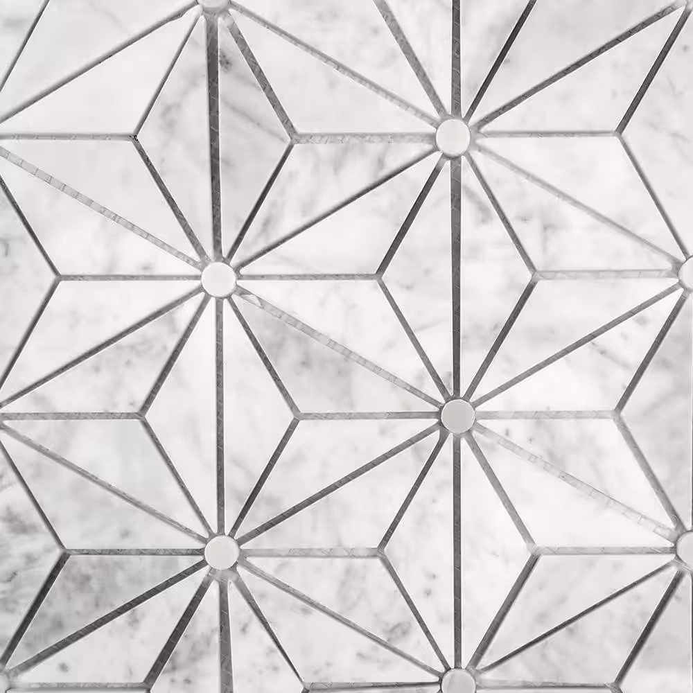 ABOLOS Hollywood Regency Calacatta White Triangle Mosaic 12 in. x 14 in. Marble Decorative Wall Tile (5.85 sq. ft./Case)