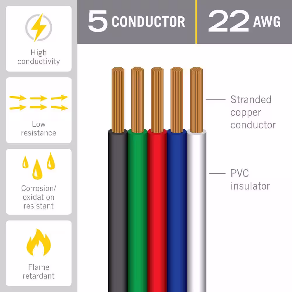Armacost Lighting 24 ft. (8 m) 22 AAWG/5C Ribbon Flat Cable