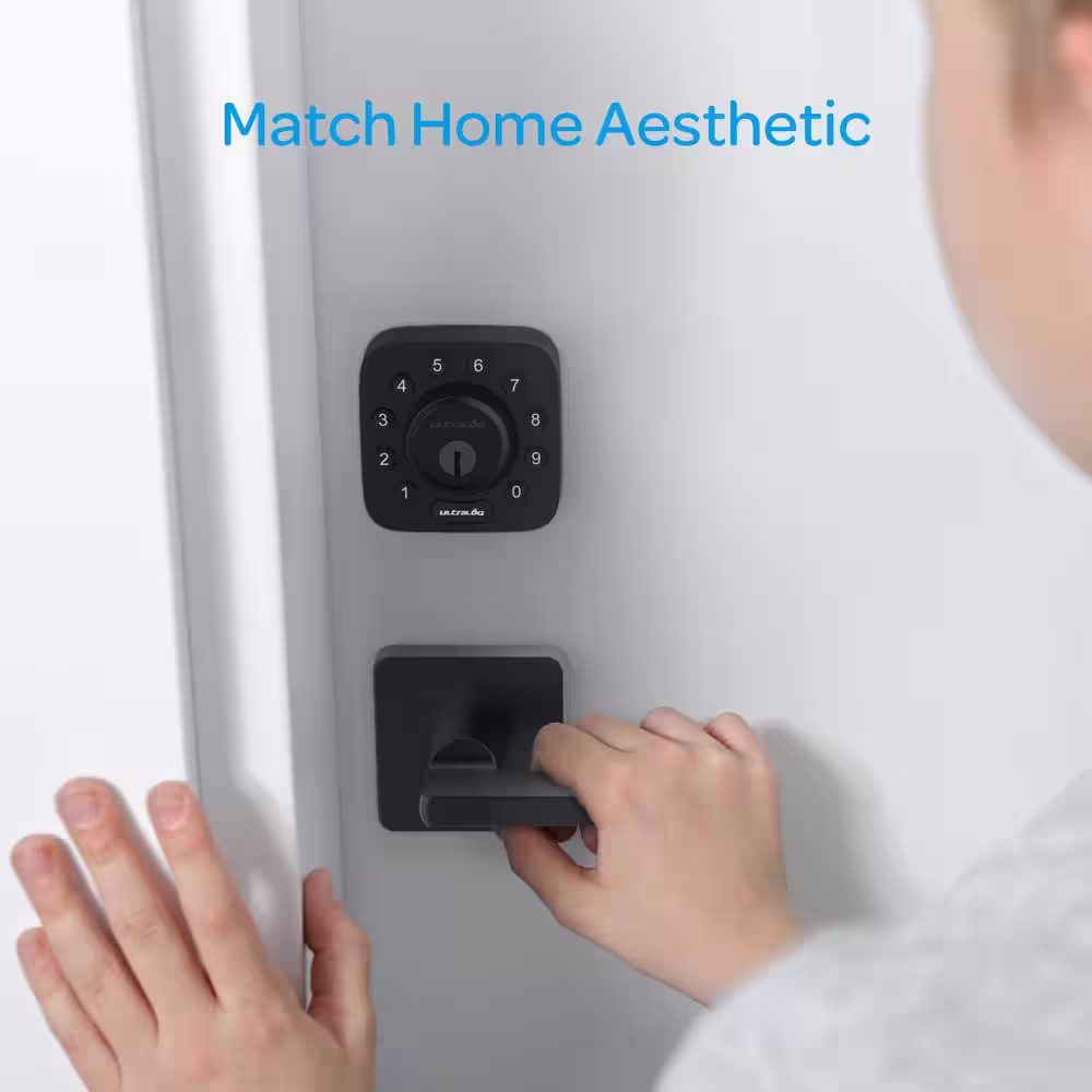 Ultraloq U-Bolt Black Wi-Fi Deadbolt Smart Lock with Passage Handle