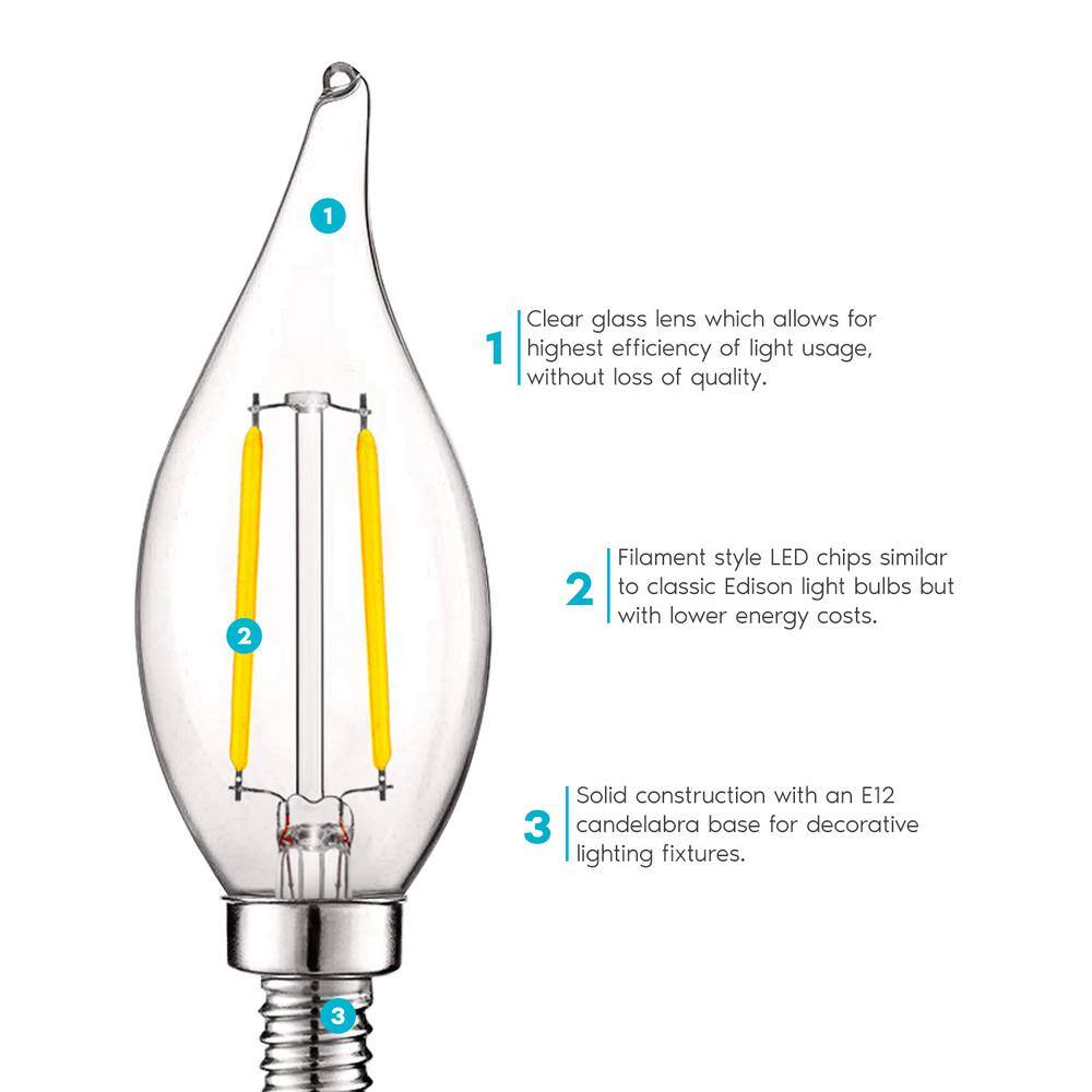 LUXRITE 40-Watt Equivalent CA11 Dimmable LED Light Bulbs UL Listed 4000K Cool White (12-Pack)