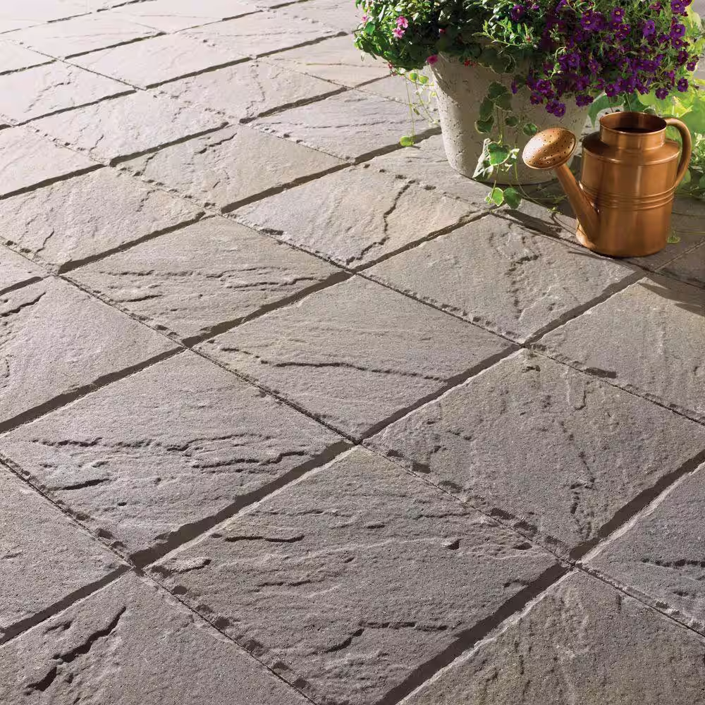 Oldcastle 16 in. x 16 in. Charcoal/Tan Slate Top Concrete Step Stone (90-Piece Pallet)