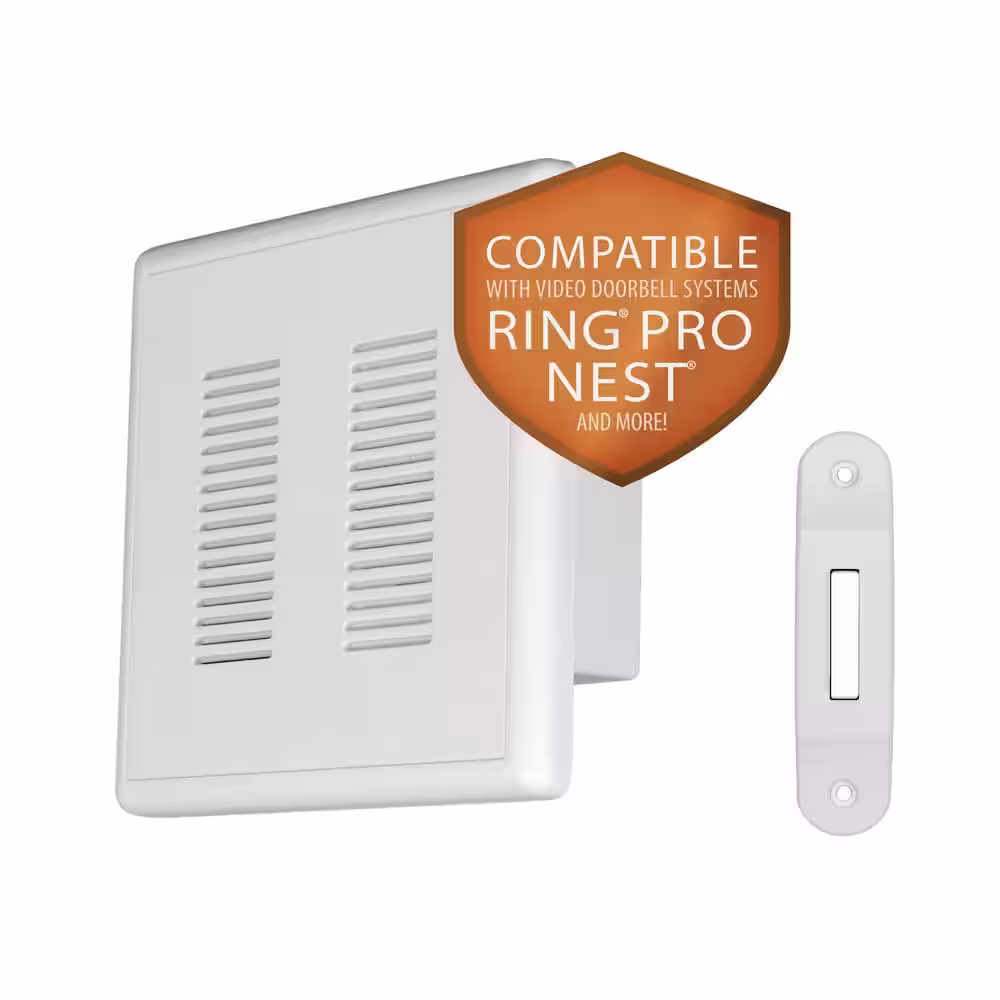 NICOR PrimeChime Plus 2 Video Compatible Wired Door Bell Chime Kit with White Decorative Button