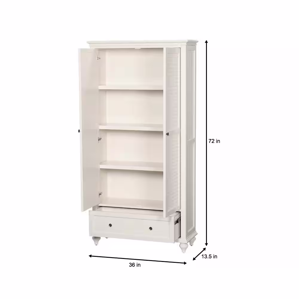Home Decorators Collection Hamilton 72 in. Off-White Standard 4-shelf Bookcase with 2-Doors