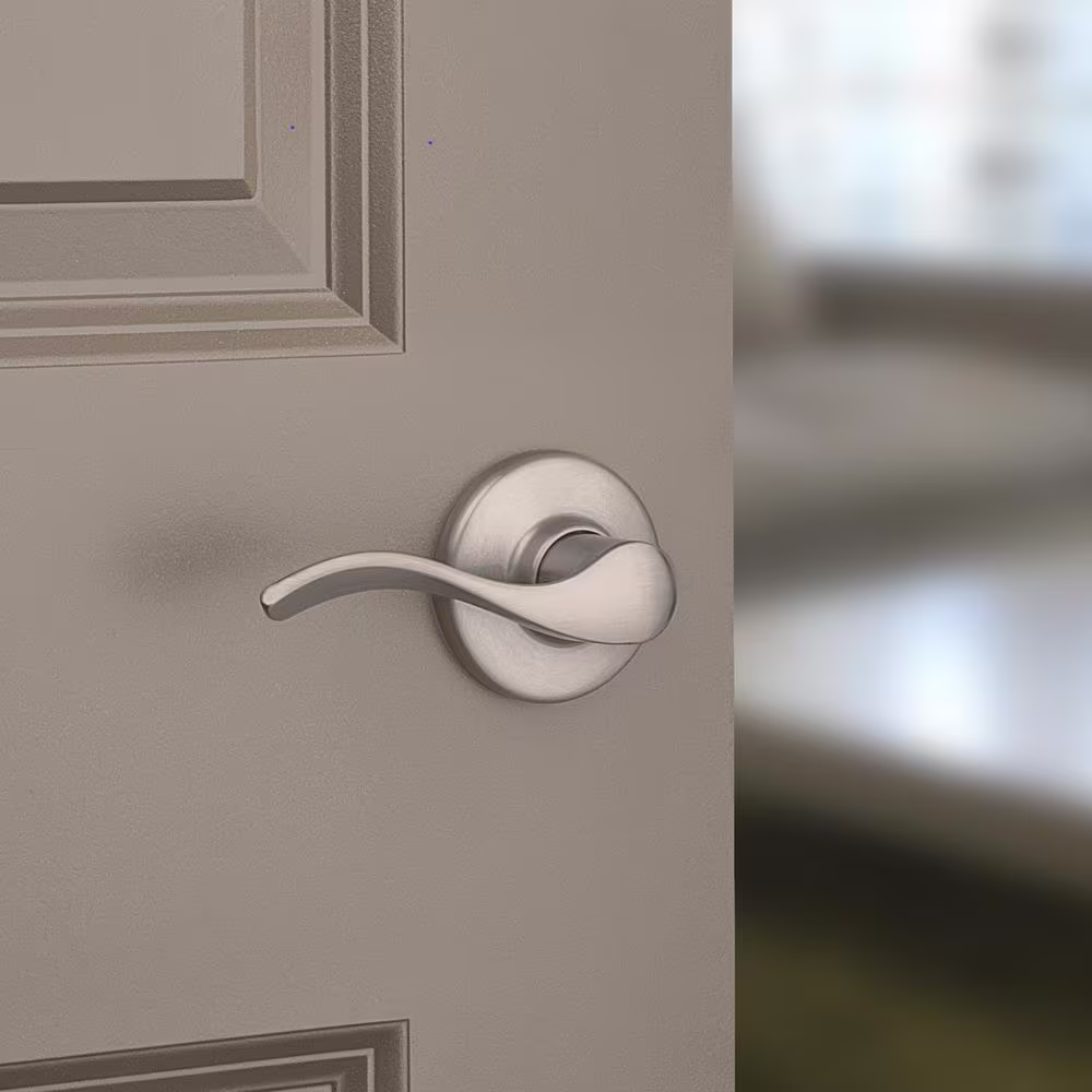Kwikset Balboa Satin Nickel Left-Handed Half-Dummy Door Handle featuring Microban Technology