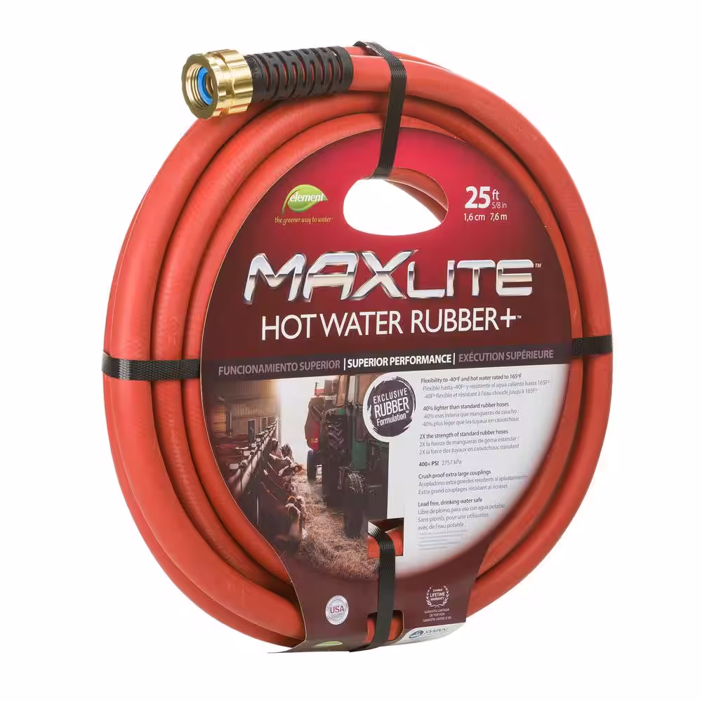 Element MAXLite 5/8 in. dia x 25 ft. Hot Water Rubber+ Hose