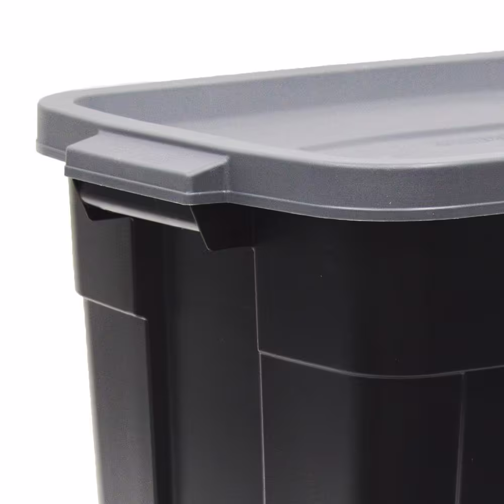 Rubbermaid Roughneck 18-Gal. Storage Tote Container Organizer in Black/Cool Gray (6-Pack)