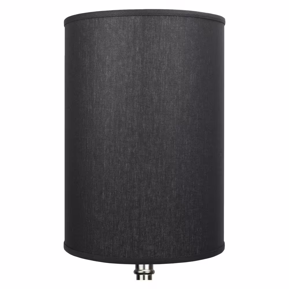 FenchelShades.com 14 in. Top Diameter x 14 in. Bottom Diameter x 20 in. Height Designer Linen Black Drum Lamp Shade