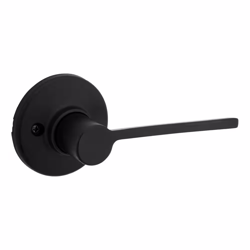 Kwikset Ladera Matte Black Contemporary Round Passage Hall/Closet Door Lever