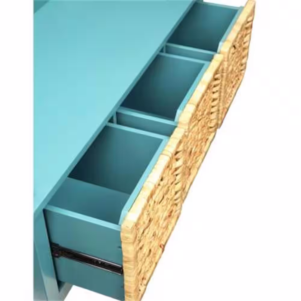 ZIRUWU 19.00 in. H x 16.00 in. W Teal Wood Shoe Storage Bench
