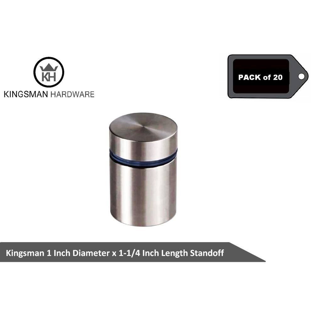 None 1 in. Dia x 1-1/4 in. L Stainless Steel Standoffs for Signs (20-Pack)
