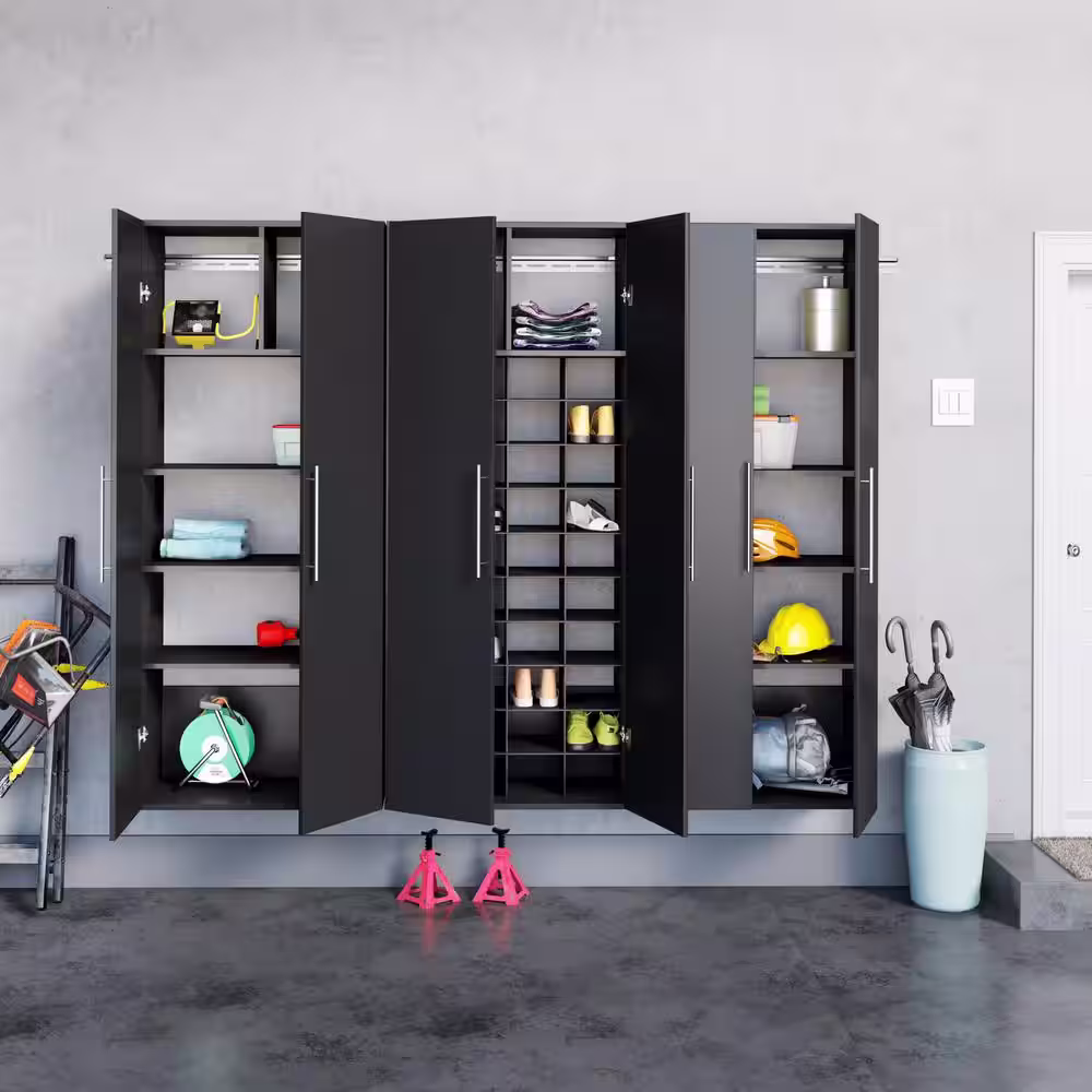 Prepac HangUps 30 in. W x 72 in. H x 16 in. D Shoe Storage Cabinet in Black ( 1-Piece )