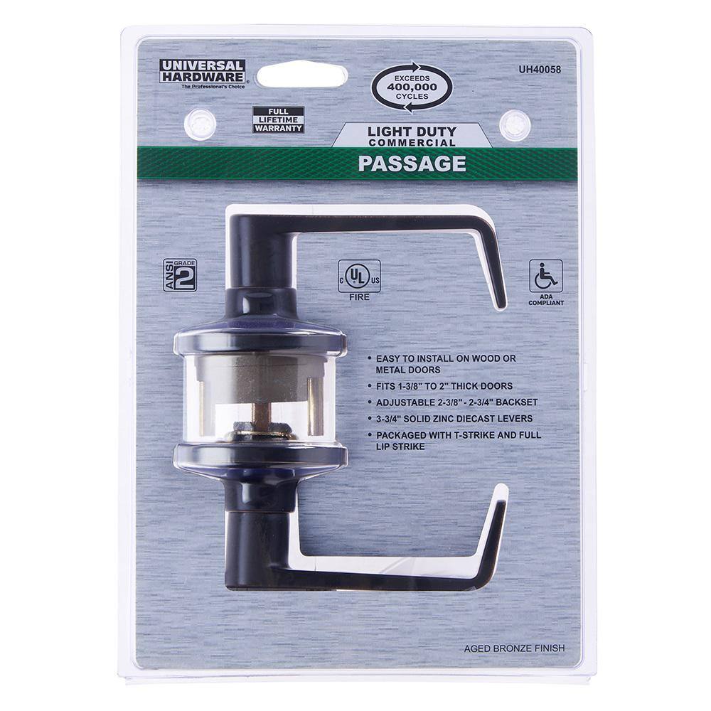Universal Hardware Universal Hardware Light Duty Commercial Passage (hall/closet) Lever ADA UL 3-Hr Fire ANSI Grade 2, Aged Bronze Finish