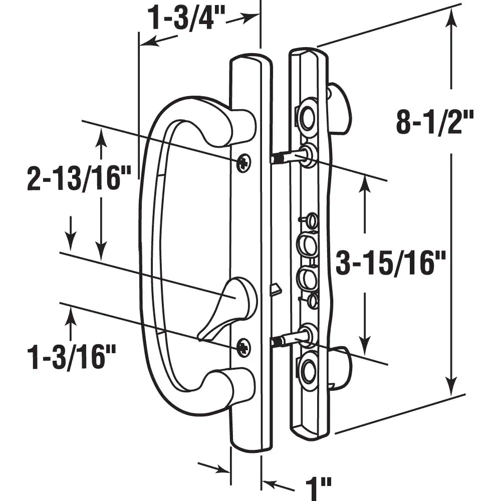 Prime-Line Diecast, White, Patio Door Handle, Offset Thumb turn