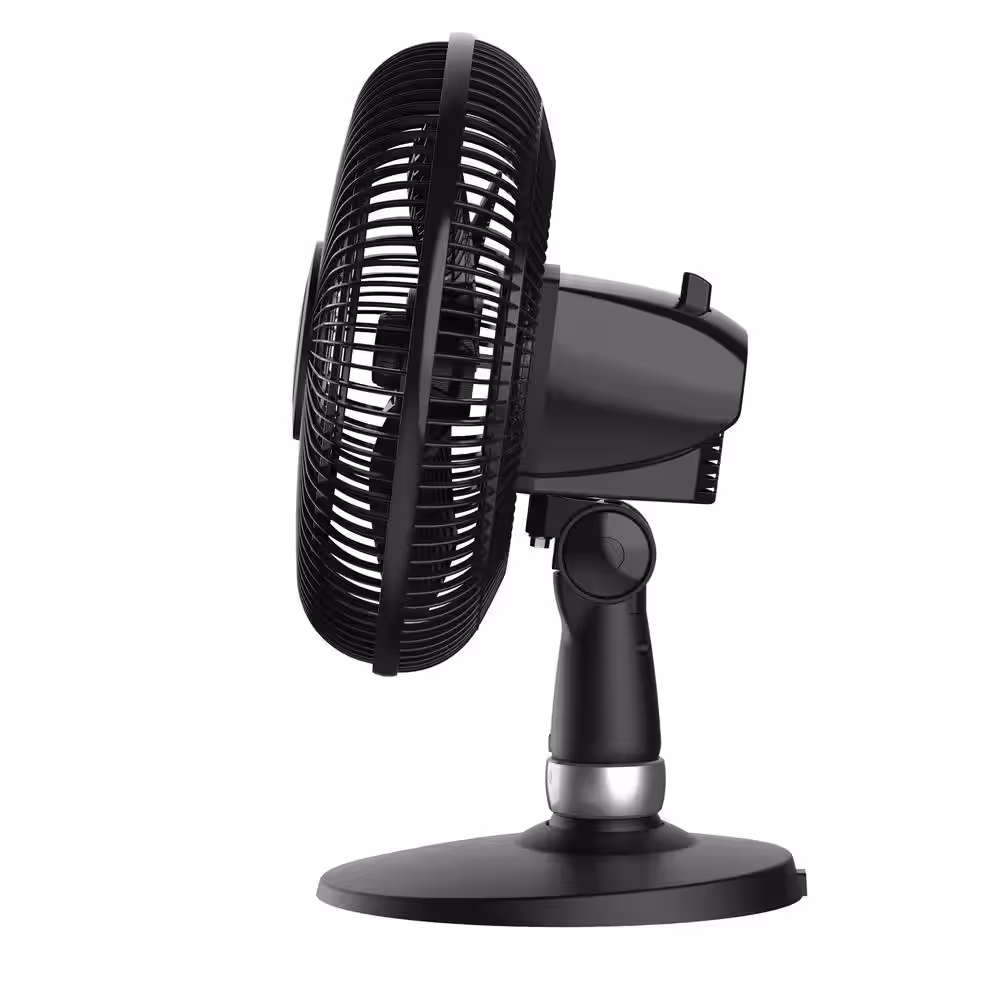 Lasko 12 in. Oscillating 3-Speed Black Performance Table Fan with Tilt-Fan Head