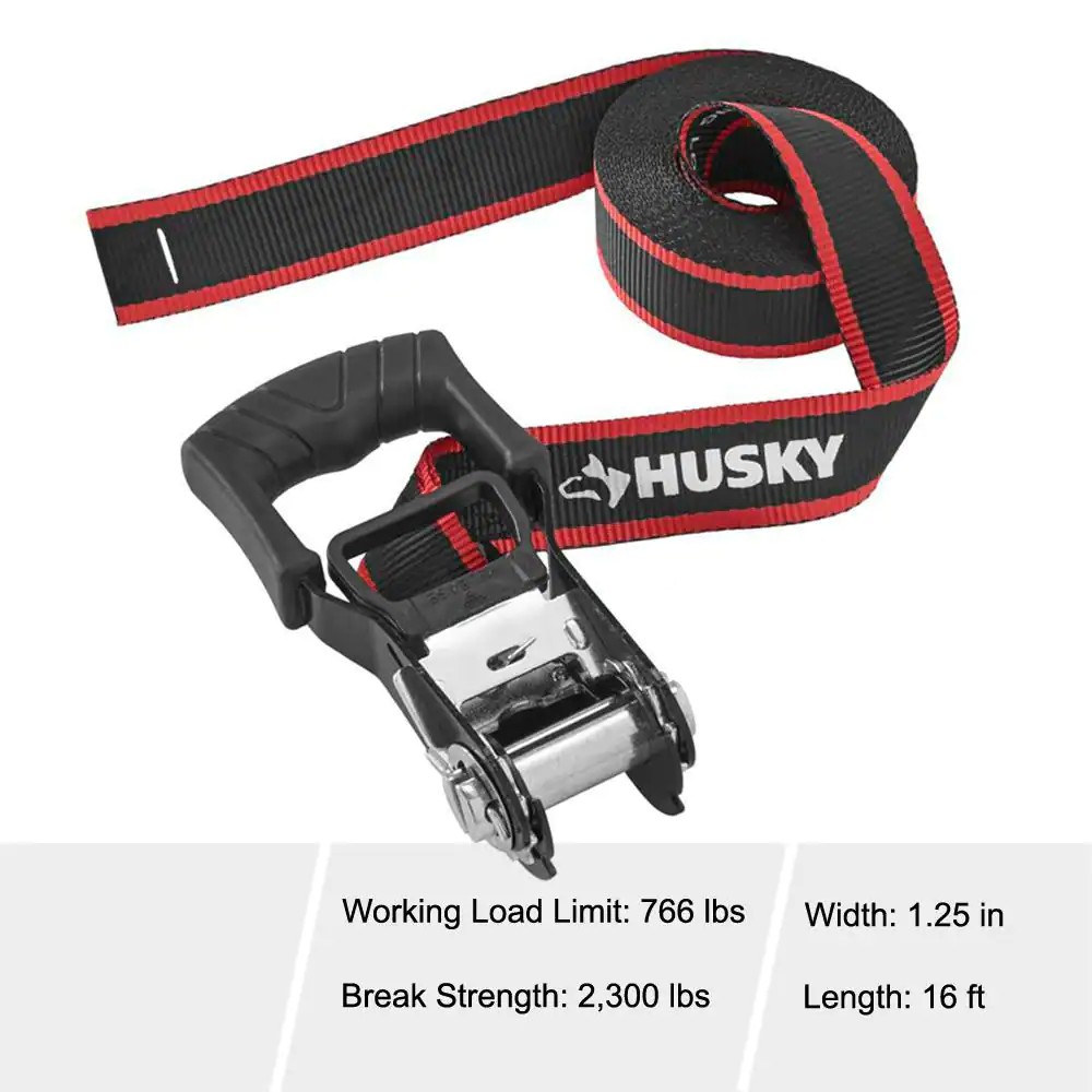 Husky 1-1/4 in. x 16 ft. Endless Loop Ratchet Tie-Down Strap