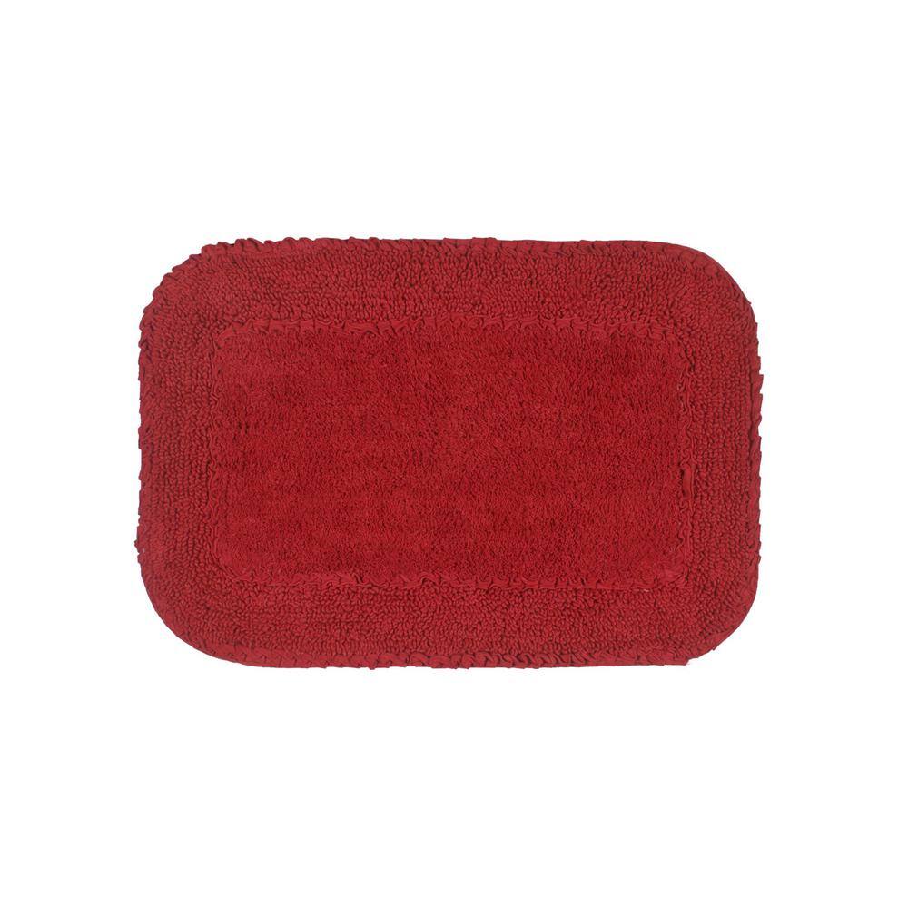 None Radiant Collection 17 in. x 24 in. Red Cotton Bath Rug
