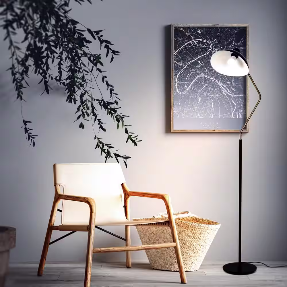 Brightech Swoop 69 in. Black Standing LED Arc Floor Lamp with Adjustable Head
