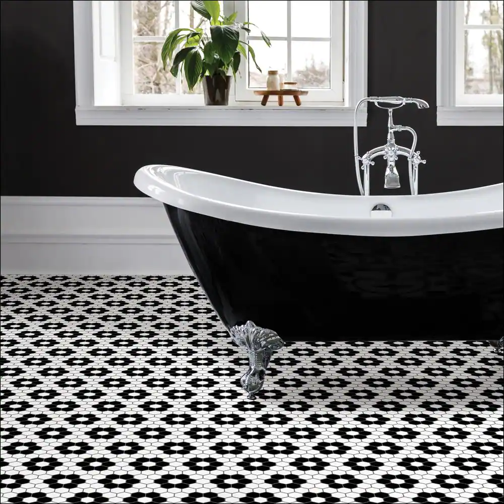 FloorPops Biscotto 12 in. W x 12 in. L Black Peel & Stick Vinyl Tile Flooring (20 sq. ft./case)