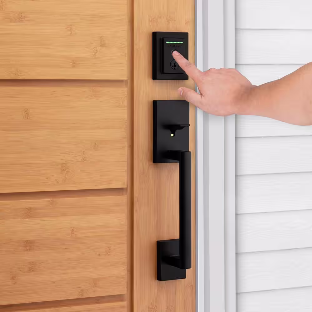 Kwikset Halo Touch Matte Black Contemporary Fingerprint WiFi Electronic Smart Lock Deadbolt Featuring SmartKey Security