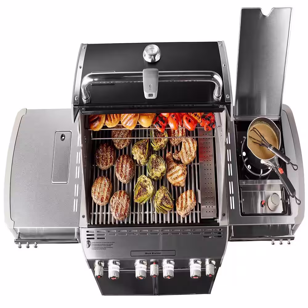 Weber Summit E-470 4-Burner Propane Gas Grill in Black with Built-In Thermometer and Rotisserie