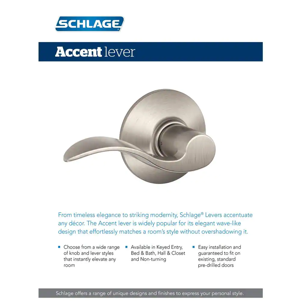 Schlage Accent Matte Black Keyed Entry Door Handle