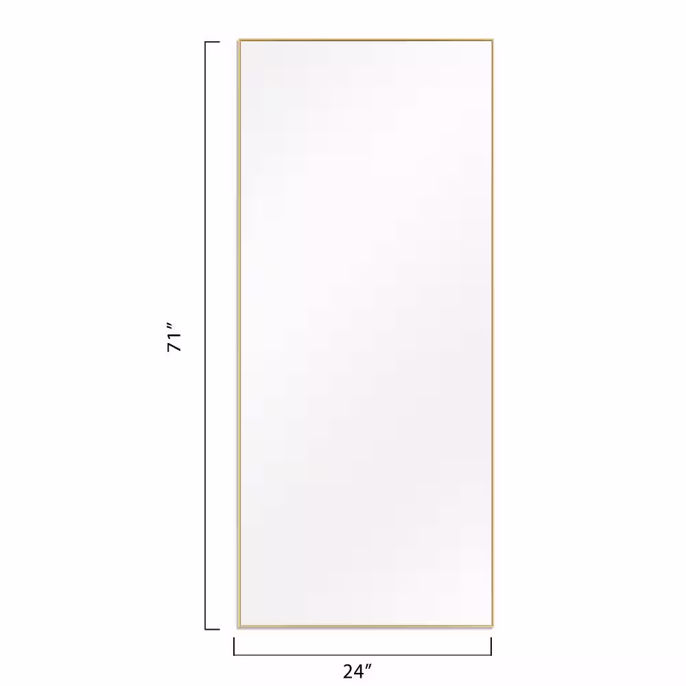 NEUTYPE 71 in. x 24 in. Modern Rectangle Framed Gold Full Length Leaning Mirror