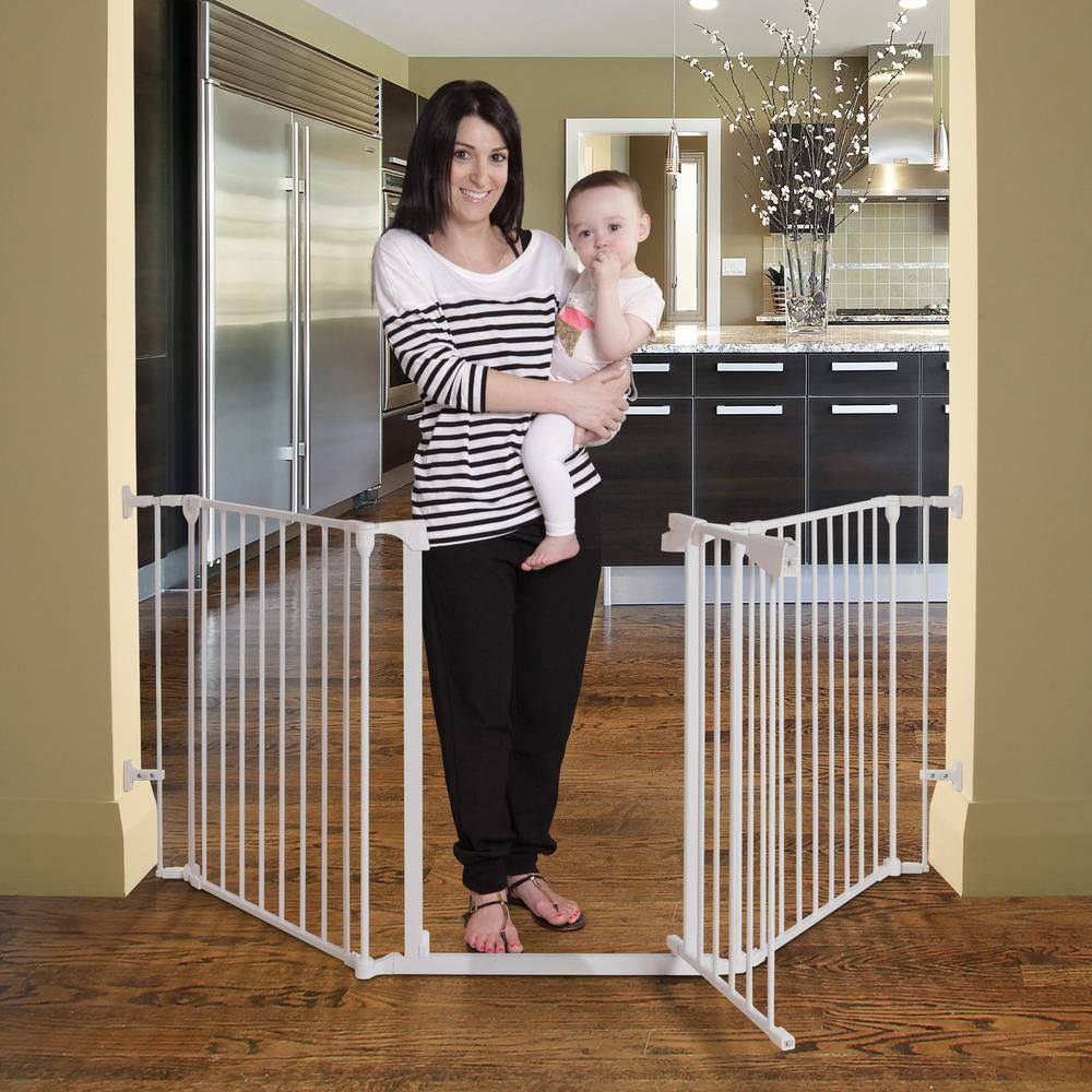 Dreambaby 29 in. Tall Metal Newport 3 Panel Hardware Mounted Adapta-Gate - White