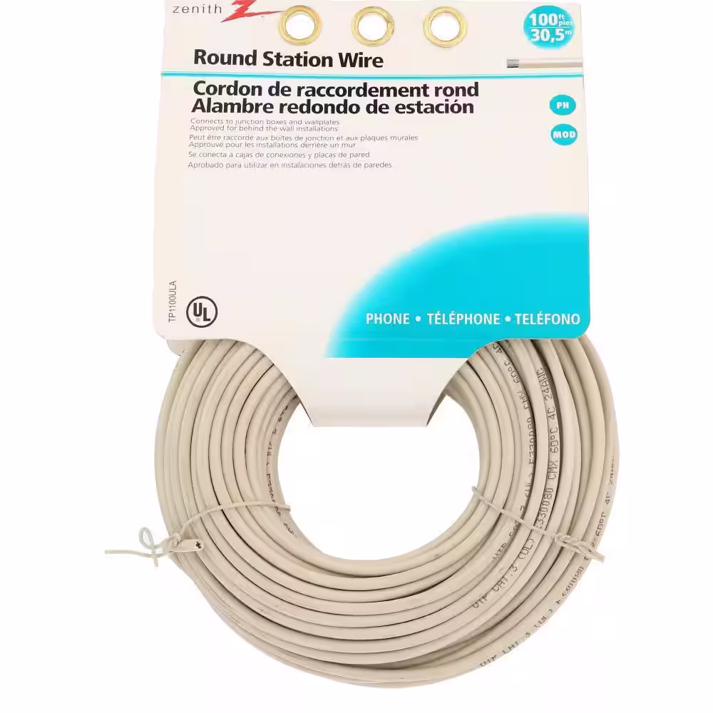 Zenith 100 ft. Almond 6-Wire Round Station Phone Wire
