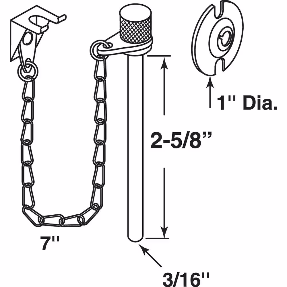 Prime-Line Patio Door Pin Locks, 2-5/8 in., Steel, Chrome Plated Finish, Retaining Rings (2-pack)