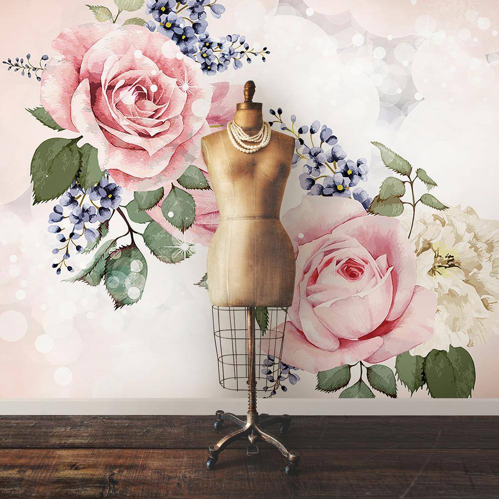 Brewster Roses and Sparkles Wall Mural