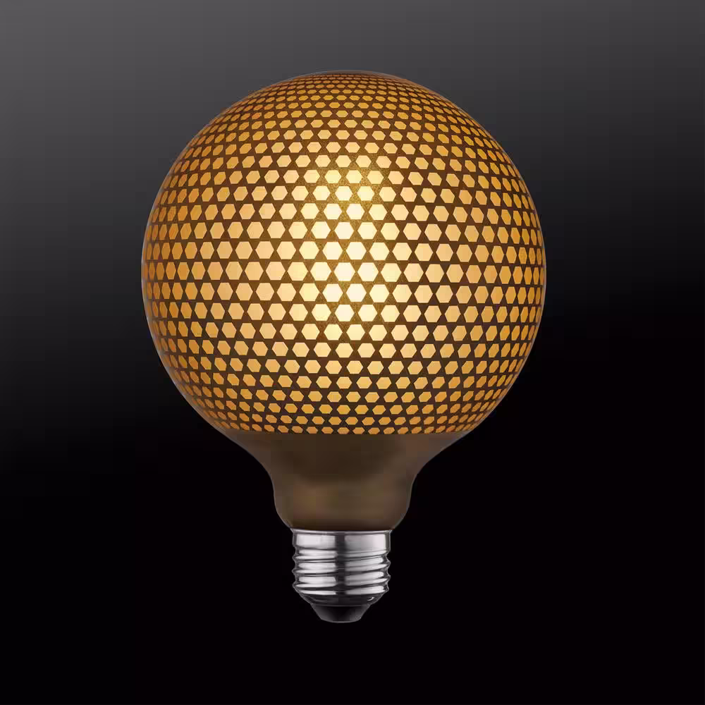 Globe Electric Moderna 40-Watt Equivalent E26 Base G40 Shape Luxury Oversized Frosted LED Filament Light Bulb, Copper Hexagon Design