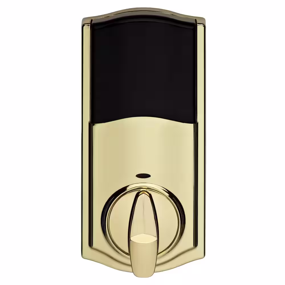 Kwikset SmartCode 916 Zigbee 3.0 Touchscreen Lifetime Polished Brass Single Cylinder Keypad Electronic Deadbolt with SmartKey