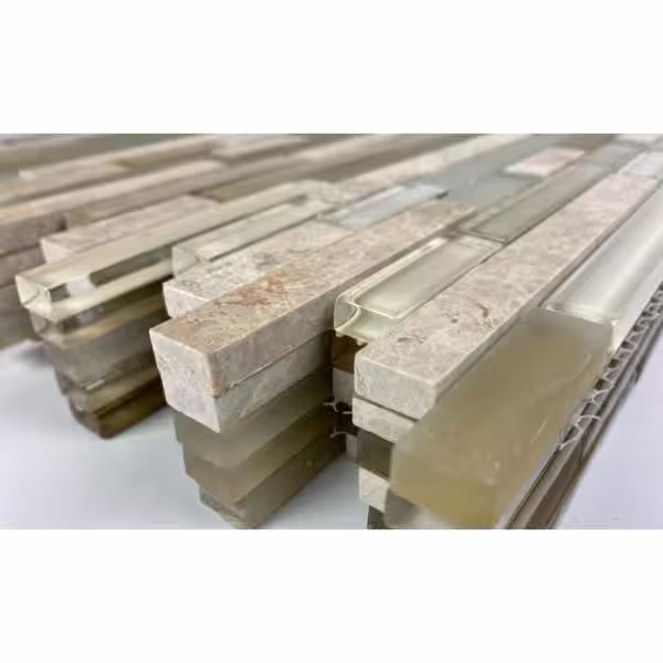 ABOLOS Classic Design Mocha Linear Mosaic 12 in. x 12 in. Multi Finish Glass and Stone Decorative Tile (11 sq. ft./Case)