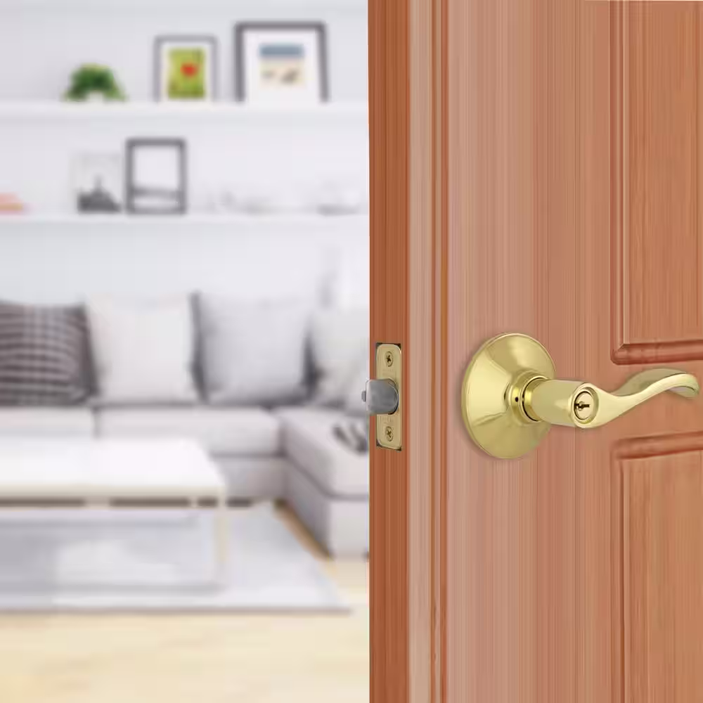 Defiant Naples Polished Brass Keyed Entry Door Lever