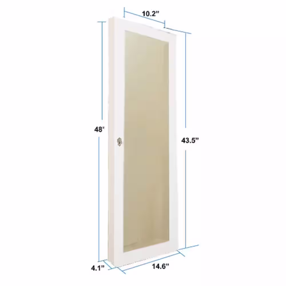 Unbranded Wall-Mounted White Large-Capacity Wooden Mirror Cabinet with Full-Length Mirror