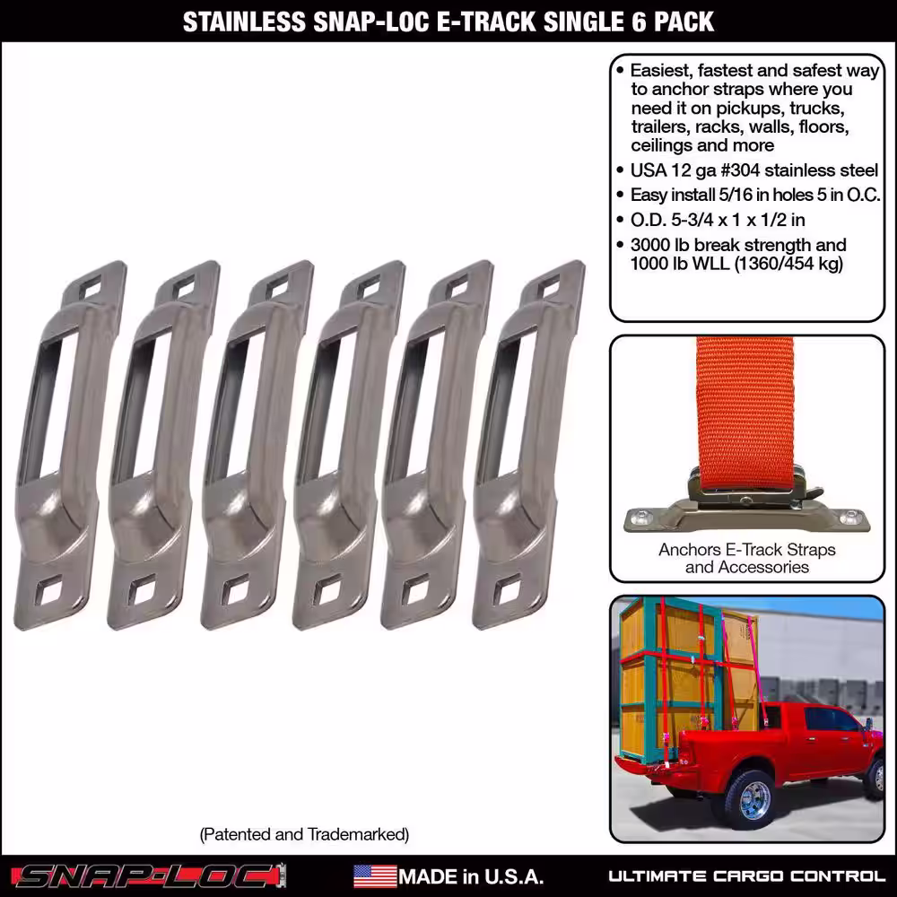 SNAP-LOC Stainless Steel E-Track Single Strap Anchor (6-Pack)