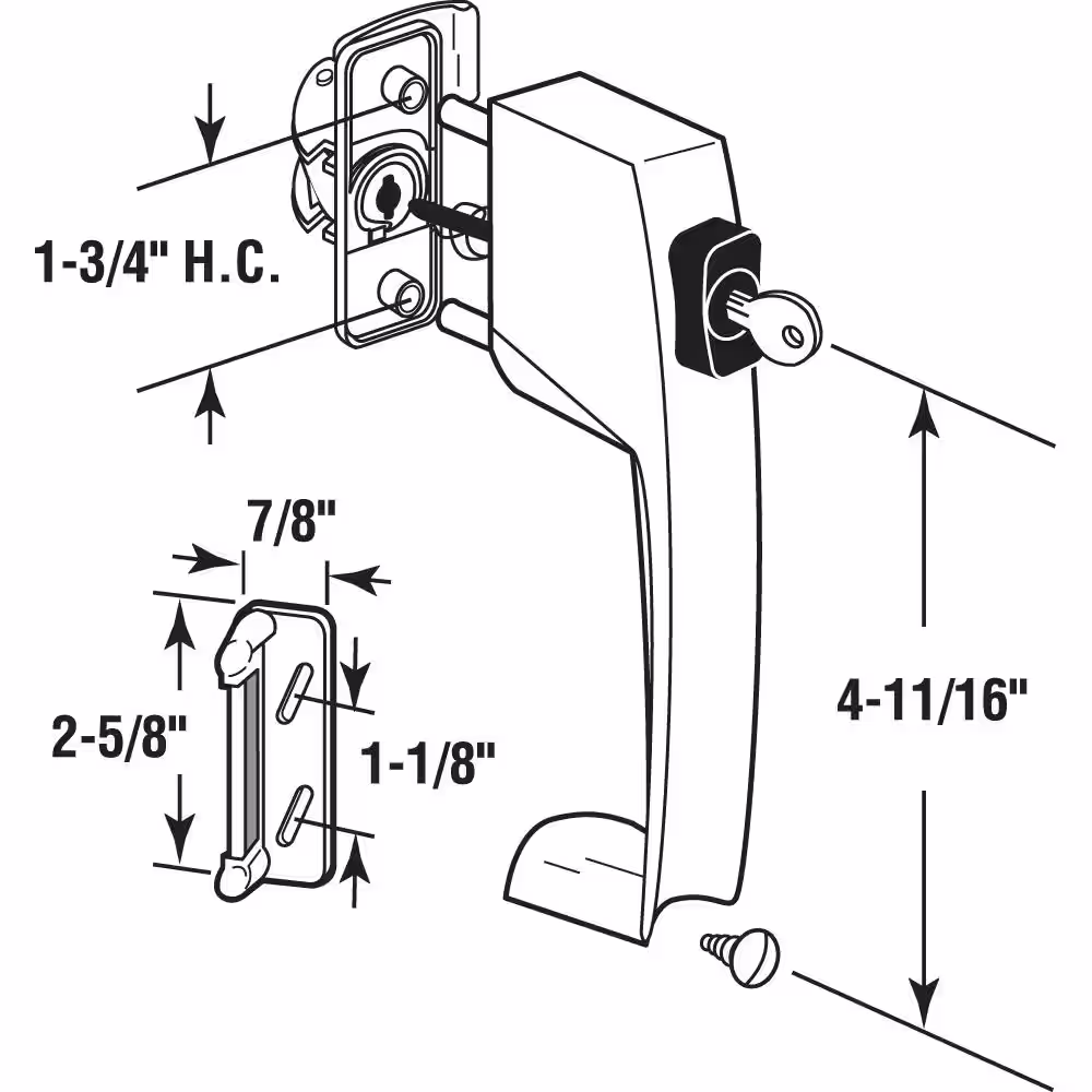 Prime-Line Aluminum, Push Button Screen or Storm Door Latch with Tie Down and Key Lock