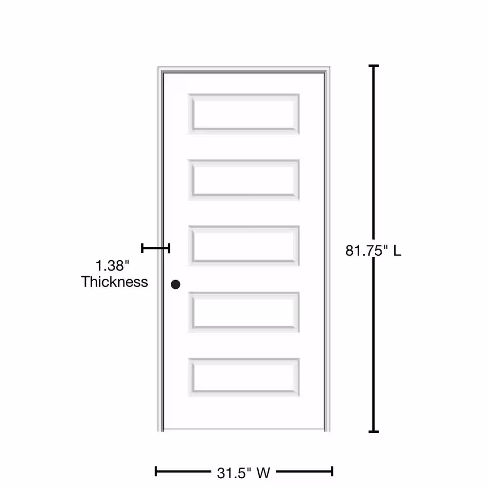 MMI Door 30 in. x 80 in. Smooth Rockport Right-Hand Solid Core Primed Molded Composite Single Prehung Interior Door