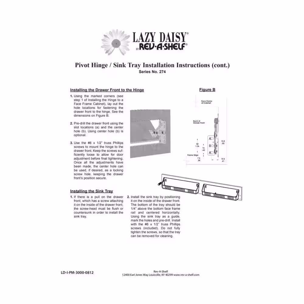 Rev-A-Shelf Lazy Daisy 30 in. Polymer Sink Front Tip Out Tray and Hinges White