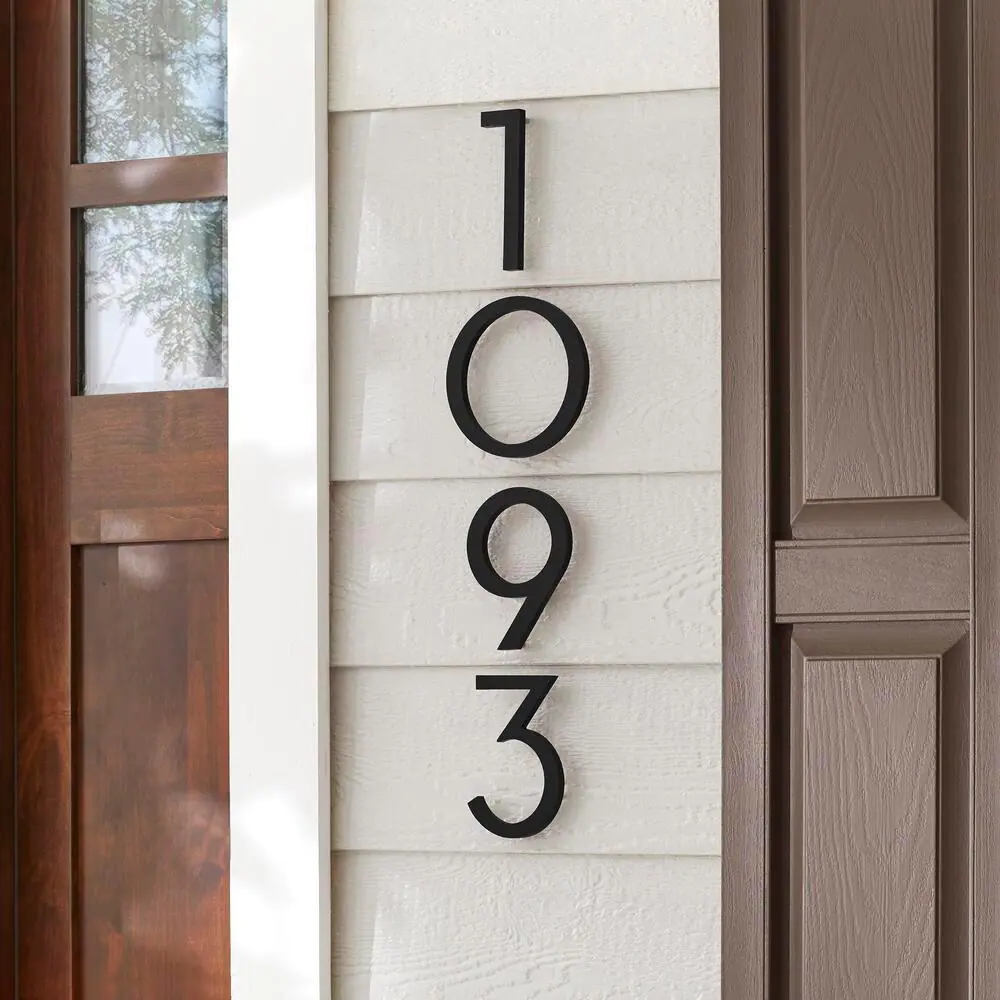 Everbilt 6 in. Matte Black Aluminum Floating or Flat Modern House Number 3
